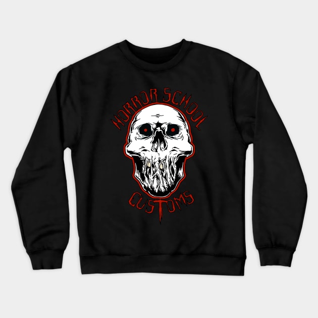 Horror School Customs Logo WHITE Crewneck Sweatshirt by Horror School Customs